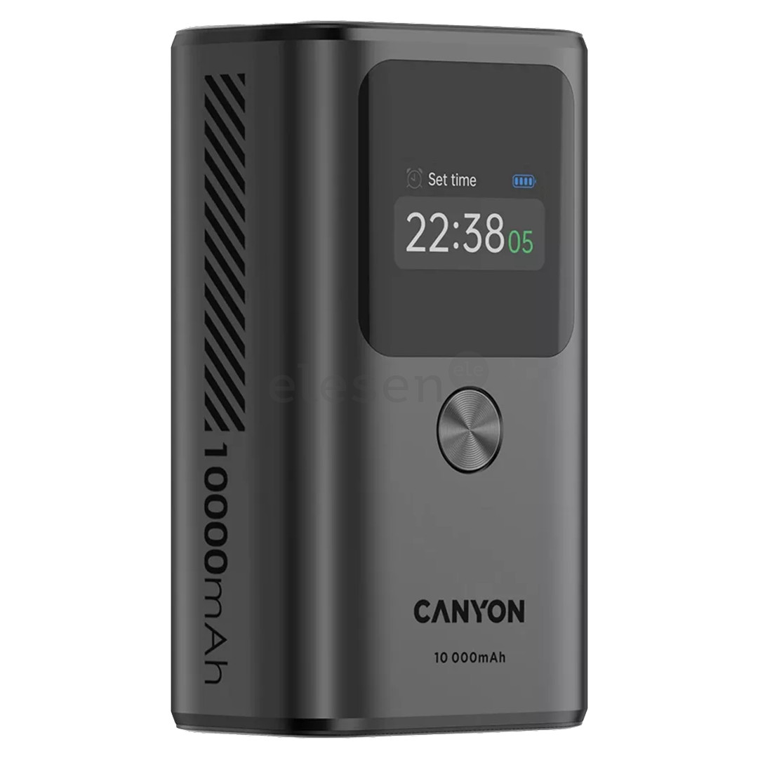 Canyon OnPower 130, 10000 mAh, tamsiai pilka - Išorinė baterija