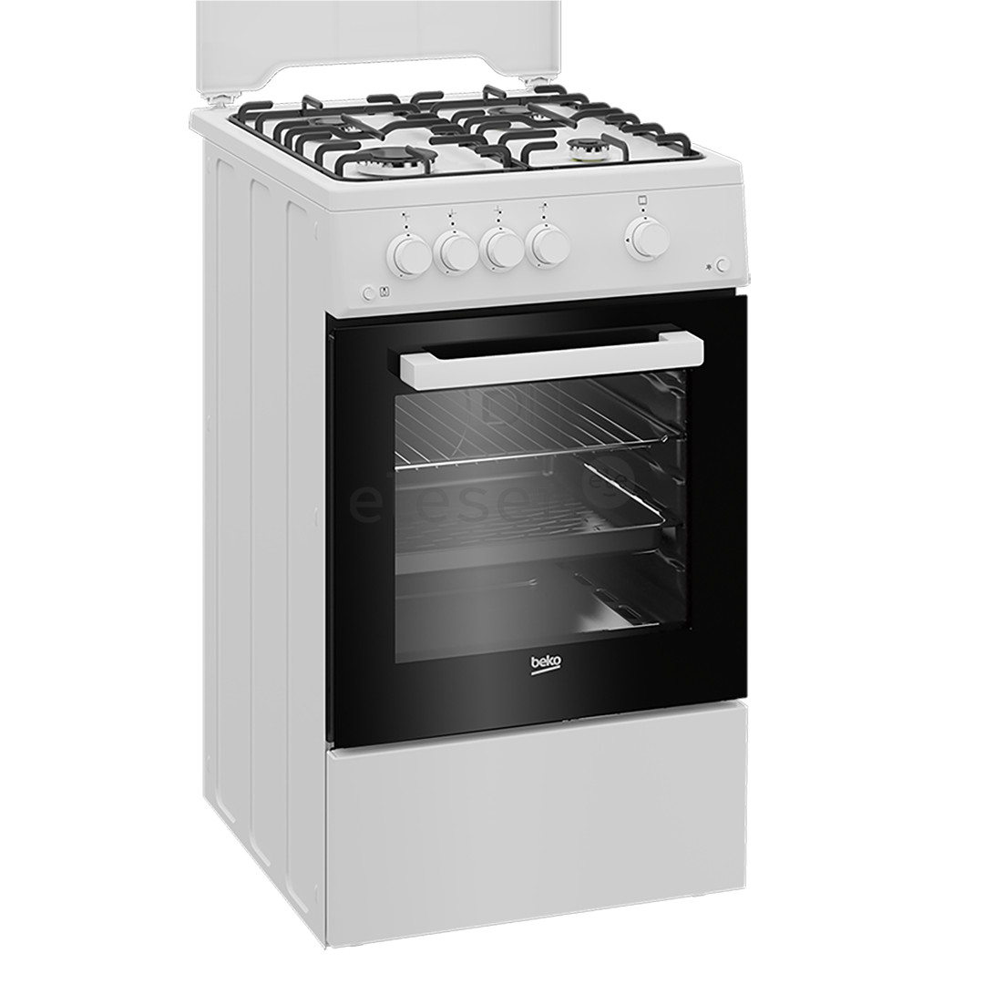 Beko, 60 L, width 50 cm, white - Gas cooker with gas oven
