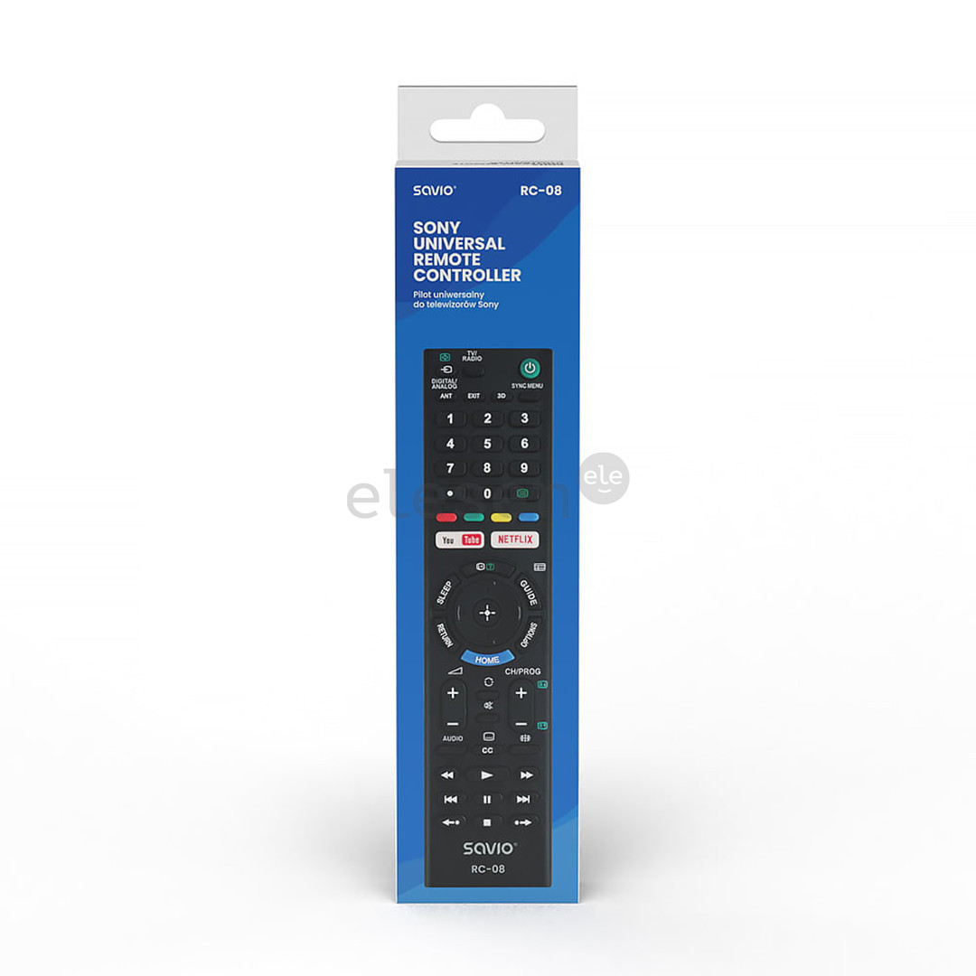 Savio RC-08, Sony TV, juodas - Universalus nuotolinio valdymo pultelis