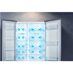 Hisense, NoFrost, 519 L, aukštis 179 cm, sidabro spalvos - SBS šaldytuvas