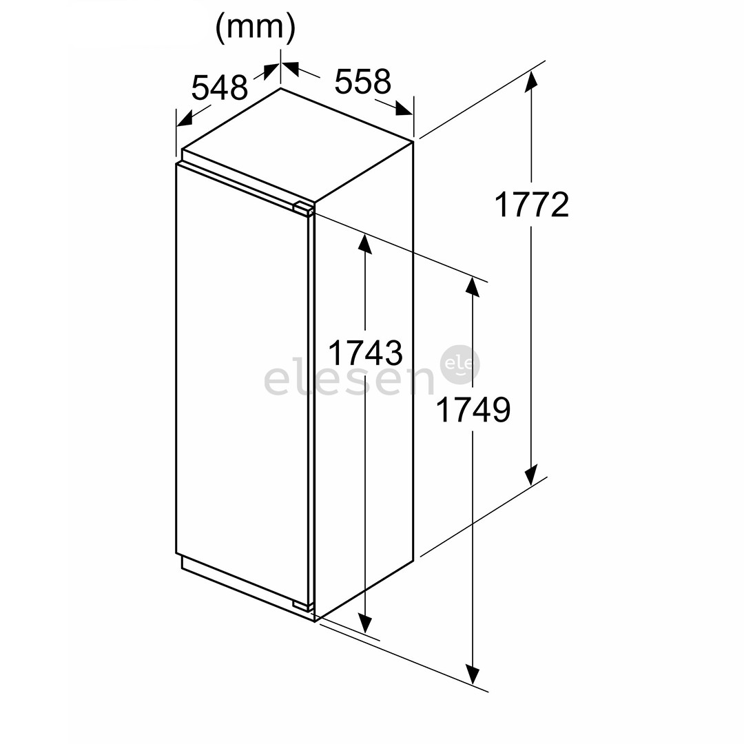 Bosch, Series 6, 310 L, aukštis 178 cm - Įmontuojamas šaldytuvas be šaldiklio