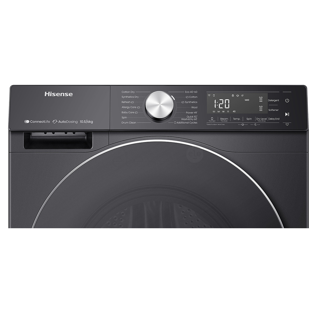 Hisense, 10.5 kg / 6 kg, gylis 59 cm, 1400 aps./min. - Skalbimo mašina - džiovyklė