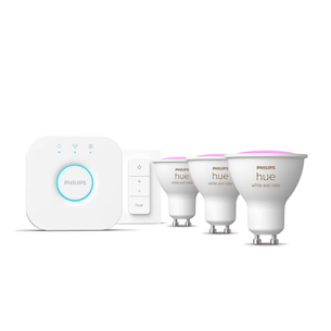 Philips Hue Starter Kit, Smart Spotlights, Dimmer Switch, GU10 3 vnt - Išmaniųjų šviesų rinkinys 929003666510