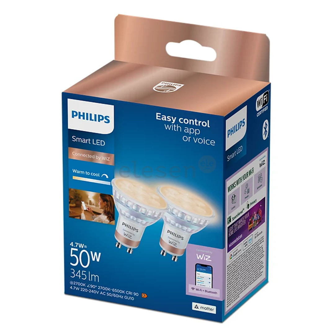 Philips Wiz Smart LED Spot, GU10, 2 шт., белый - Светодиодные лампы