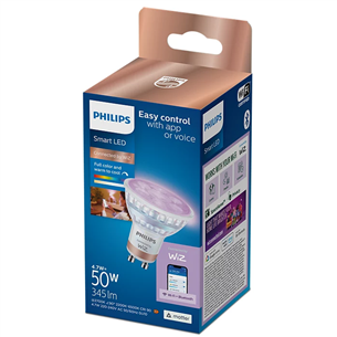 Philips Wiz Smart LED Spot Full Color, GU10, 1 vnt., balta - Išmanioji lemputė