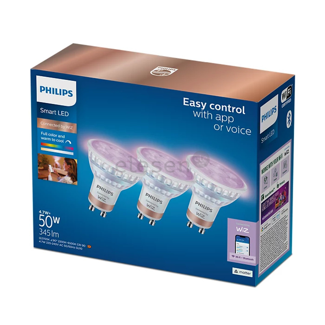 Philips Wiz Smart LED Spot Full Color, GU10, 3 pc, white - LED light