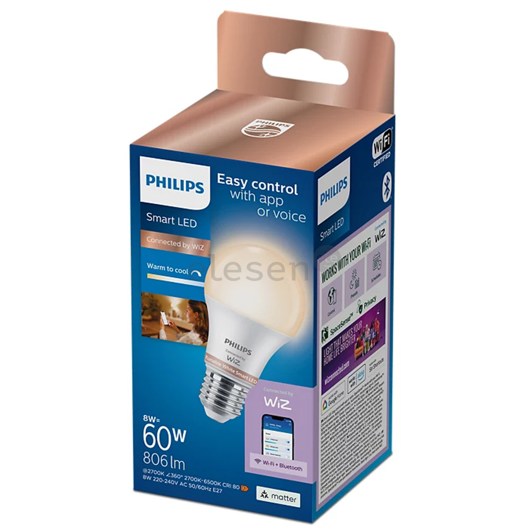 Philips Wiz Smart LED Bulb, E27, 1 vnt., balta- Išmanioji lemputė