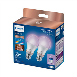 Philips Wiz Full Color Smart LED Bulb, E27, 2 vnt., baltos - Išmaniosios lemputės