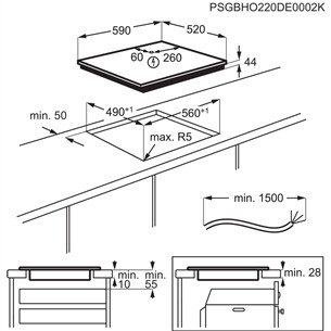 Electrolux 600 Series SaphirMatt SE, Hob2Hood, 59 cm pločio, berėmė, juoda - Įmontuojama indukcinė kaitlentė