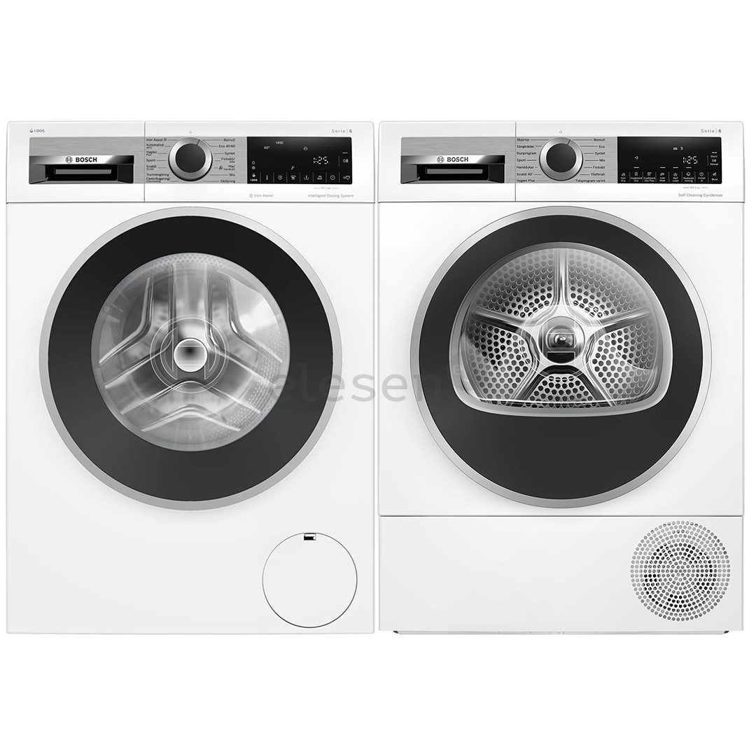 Bosch, Series 6, 9 kg + 9 kg - Washing machine + Clothes dryer