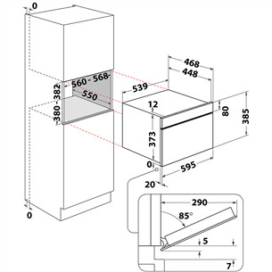 Whirlpool, 31 л, 1000 Вт, черный - Интегруемая микроволновая печь с грилем