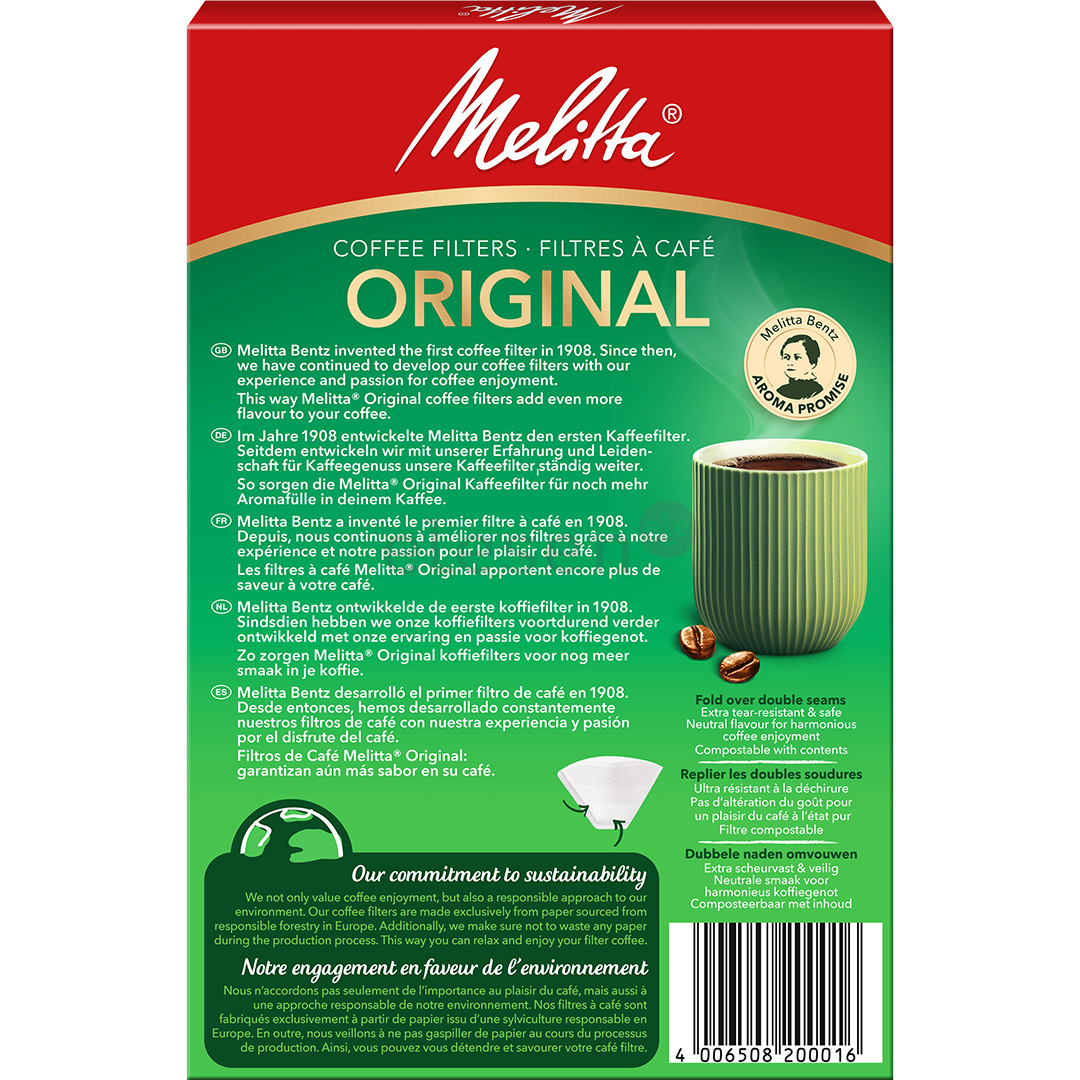 Melitta 0.1000.02, 40 vnt. - Kavos filtras