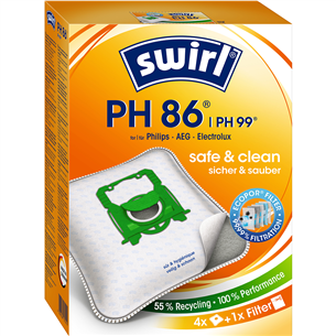 Dulkių siurblių maišeliai Swirl Micropor PH 86 S-bag, 4vnt Prekė - PH86MNEW PH86MNEW