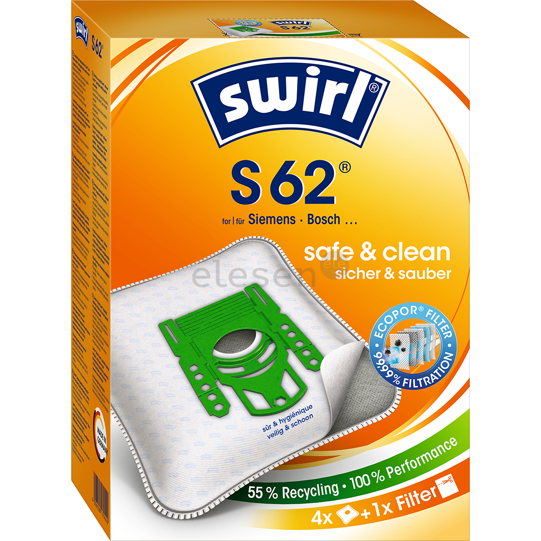 Dulkių siurblių maišeliai Swirl Micropor S 62, 4vnt Prekė - S62MNEW