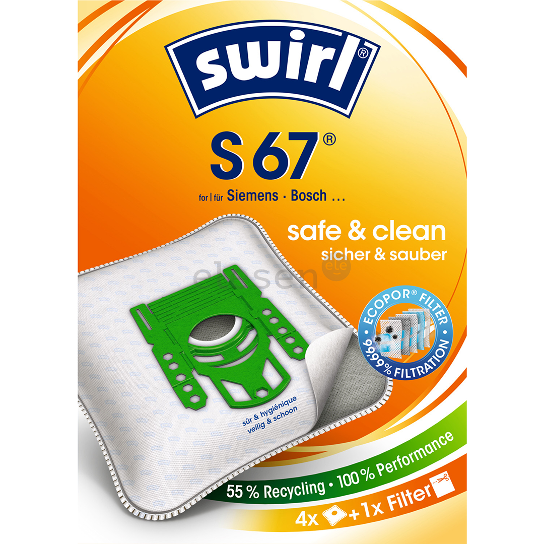 Dulkių siurblių maišeliai Swirl Micropor S67, 4vnt Prekė - S67MNEW