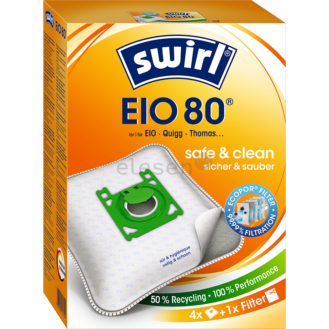 Dulkių siurblių maišeliai Swirl Micropor EIO 80, 4vnt Prekė - EIO80MNEW