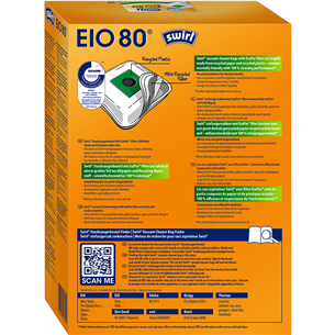 Dulkių siurblių maišeliai Swirl Micropor EIO 80, 4vnt Prekė - EIO80MNEW