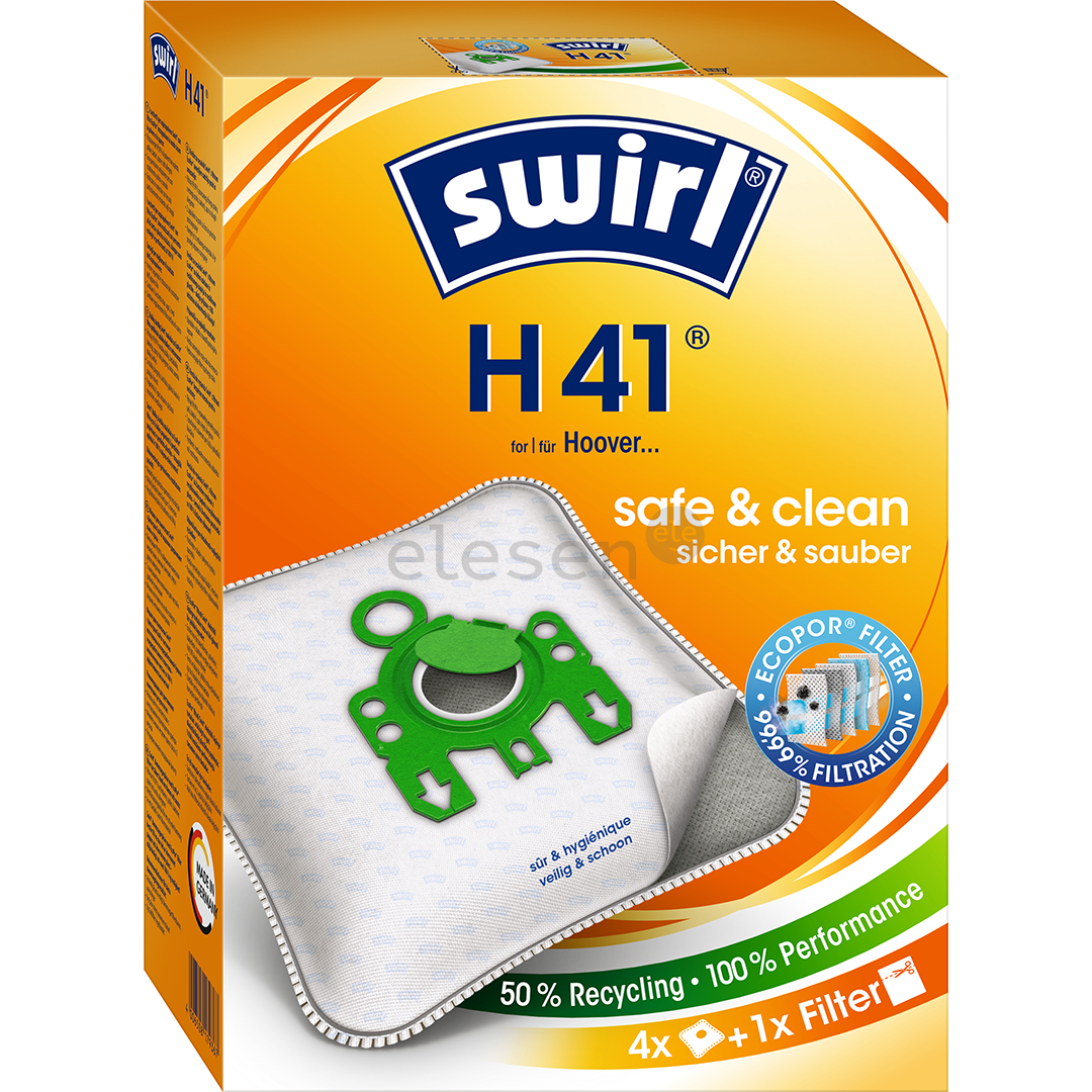 Dulkių siurblių maišeliai Swirl Micropor H 41, 4vnt Prekė - H41MNEW