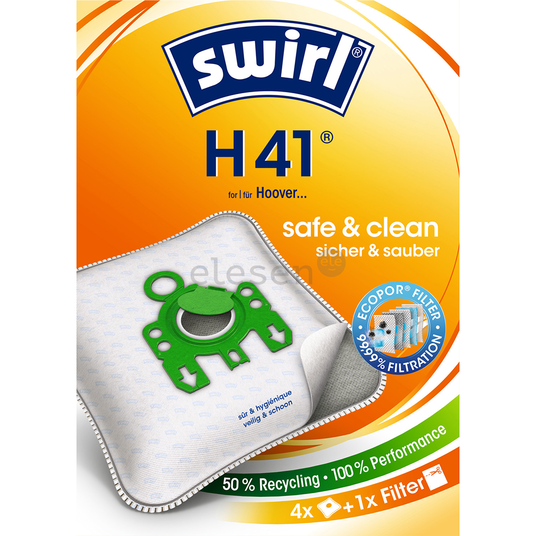 Dulkių siurblių maišeliai Swirl Micropor H 41, 4vnt Prekė - H41MNEW