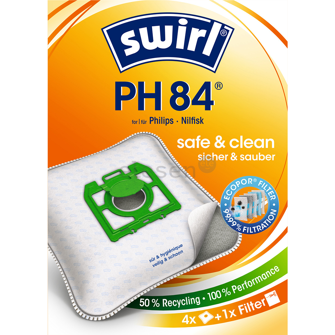 Dulkių siurblių maišeliai Swirl Micropor PH 84, 4vnt Prekė - PH84MNEW