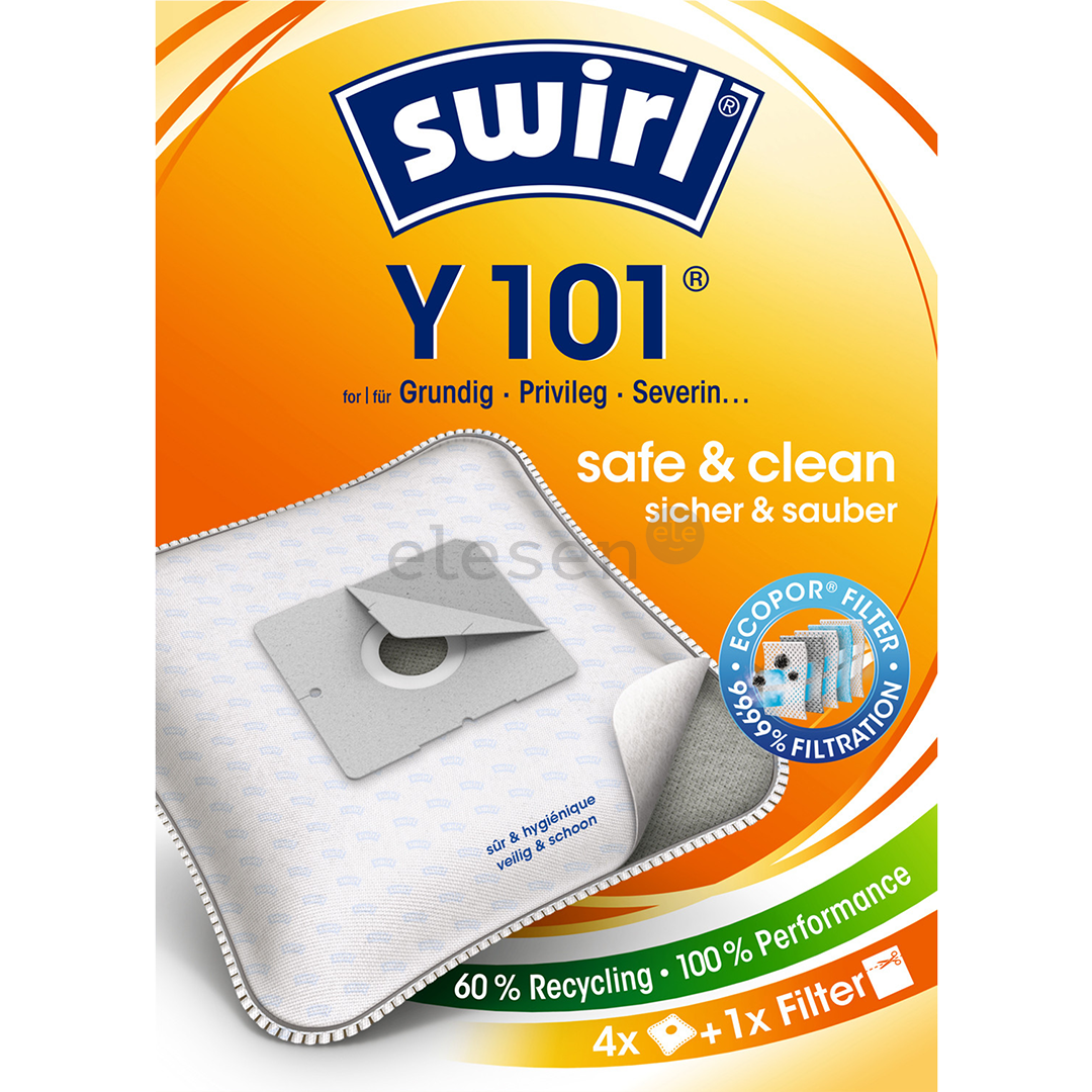 Dulkių siurblių maišeliai Swirl Micropor Y 101, 4vnt Prekė - Y101MNEW