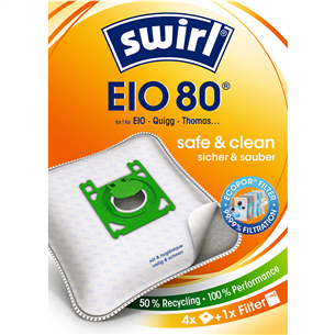 Dulkių siurblių maišeliai Swirl Micropor EIO 80, 4vnt Prekė - EIO80MNEW