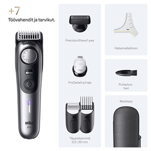 Braun Series 9, grey/black - Beard trimmer