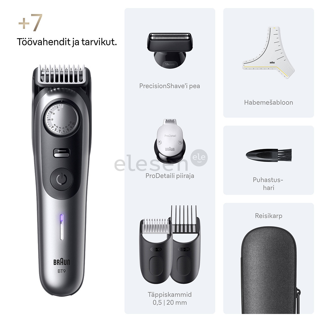 Braun Series 9, grey/black - Beard trimmer