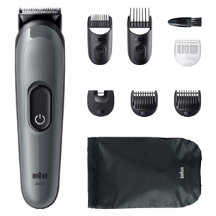 Braun Series 3, 8-in-1, tamsiai pilka - Plaukų kirpimo mašinėlė