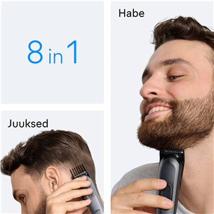 Braun Series 3, 8-in-1, tamsiai pilka - Plaukų kirpimo mašinėlė