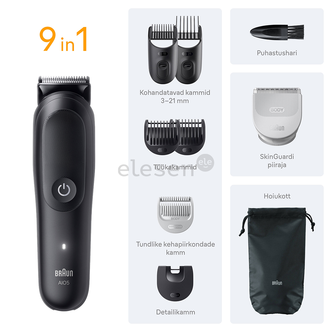 Braun Series 5, 9-in-1, juoda - Plaukų kirpimo mašinėlė