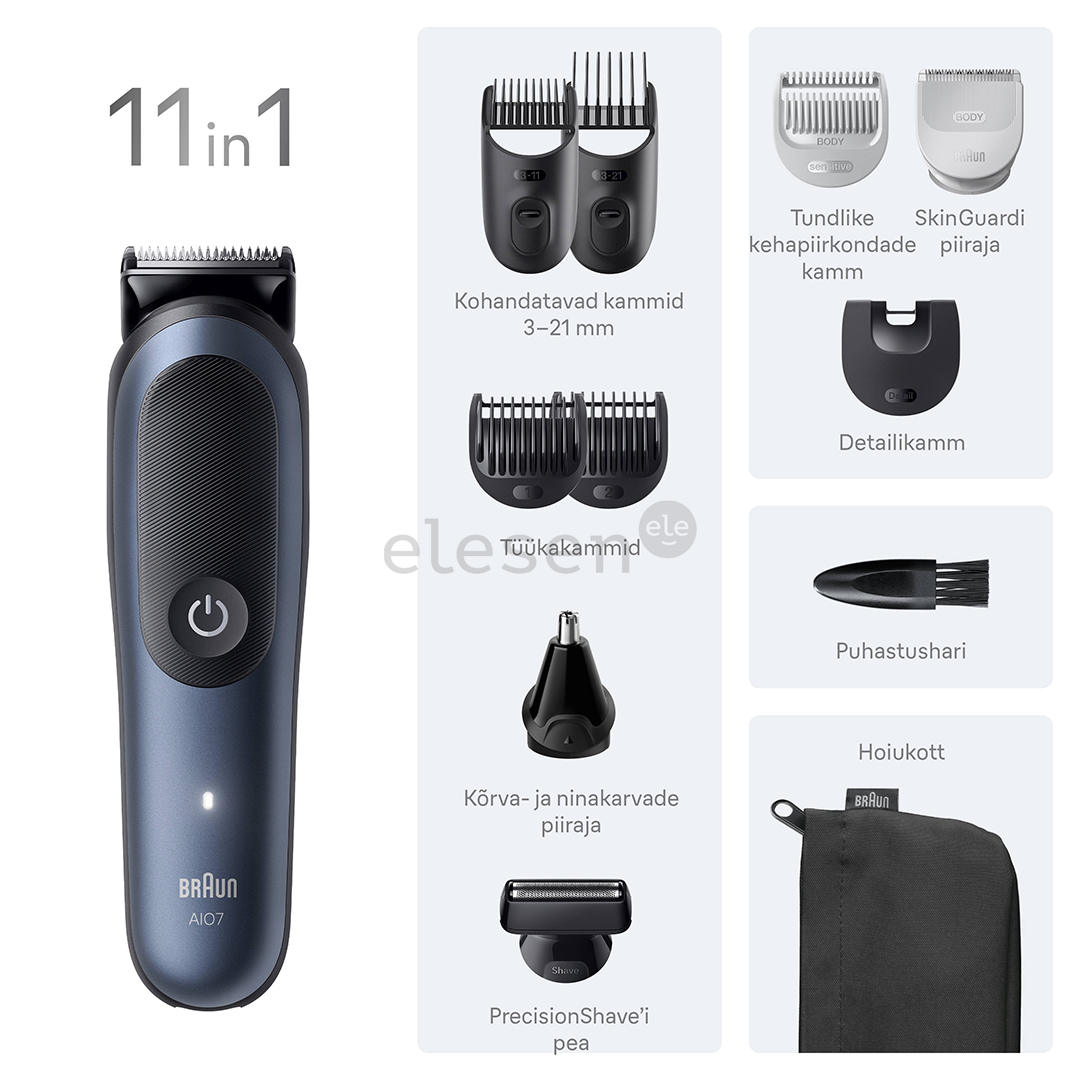 Braun Series 7, 11-in-1, tamsiai mėlyna - Plaukų kirpimo mašinėlė
