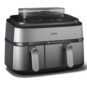 Philips 5000 Series Dual Basket Airfryer, 9 L, 2750 W, sidabro spalvos - Karšto oro gruzdintuvė NA555/00