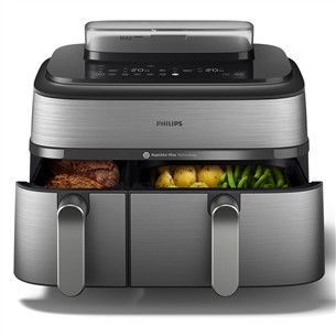Philips 5000 Series Dual Basket Airfryer, 9 L, 2750 W, sidabro spalvos - Karšto oro gruzdintuvė