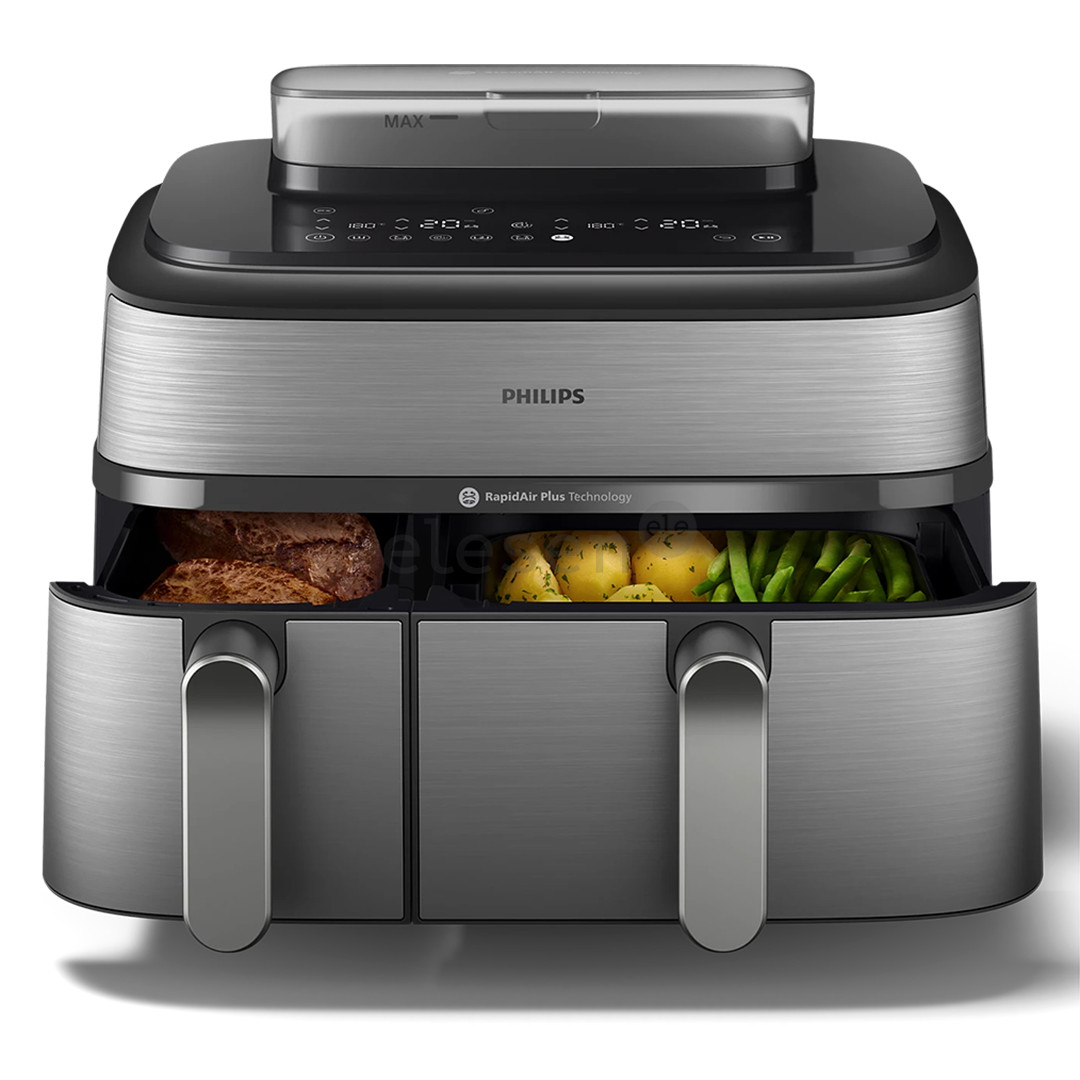 Philips 5000 Series Dual Basket Airfryer, 9 L, 2750 W, sidabro spalvos - Karšto oro gruzdintuvė