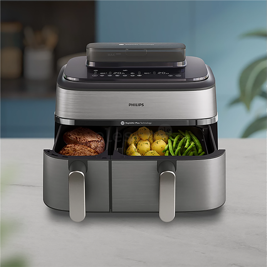 Philips 5000 Series Dual Basket Airfryer, 9 L, 2750 W, sidabro spalvos - Karšto oro gruzdintuvė