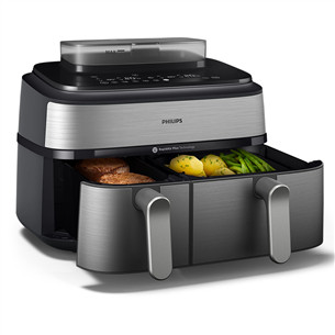 Philips 5000 Series Dual Basket Airfryer, 9 L, 2750 W, sidabro spalvos - Karšto oro gruzdintuvė