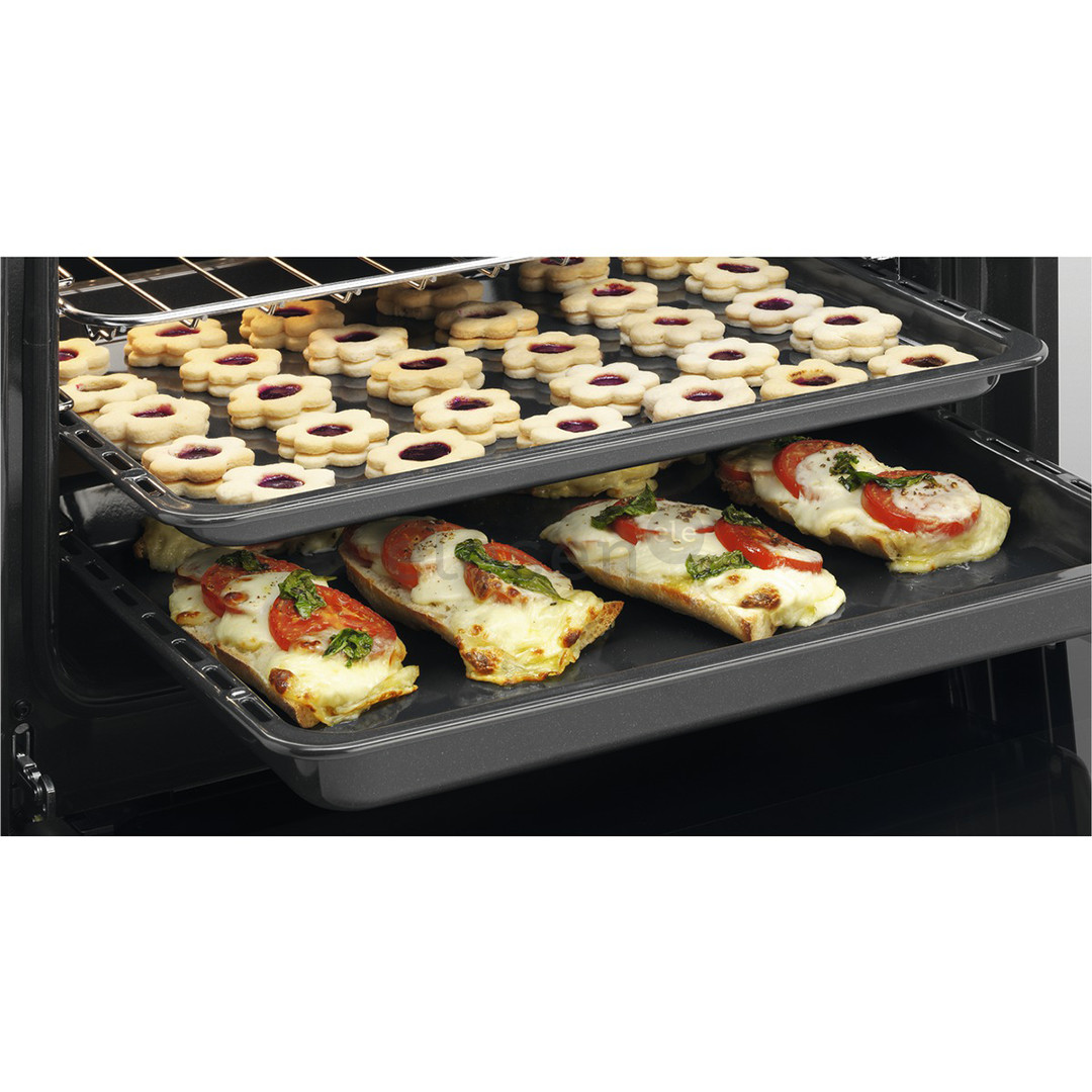 Electrolux Steambake, 58 л, ширина 60 см, нерж. сталь - Газовая плита с электрической духовкой