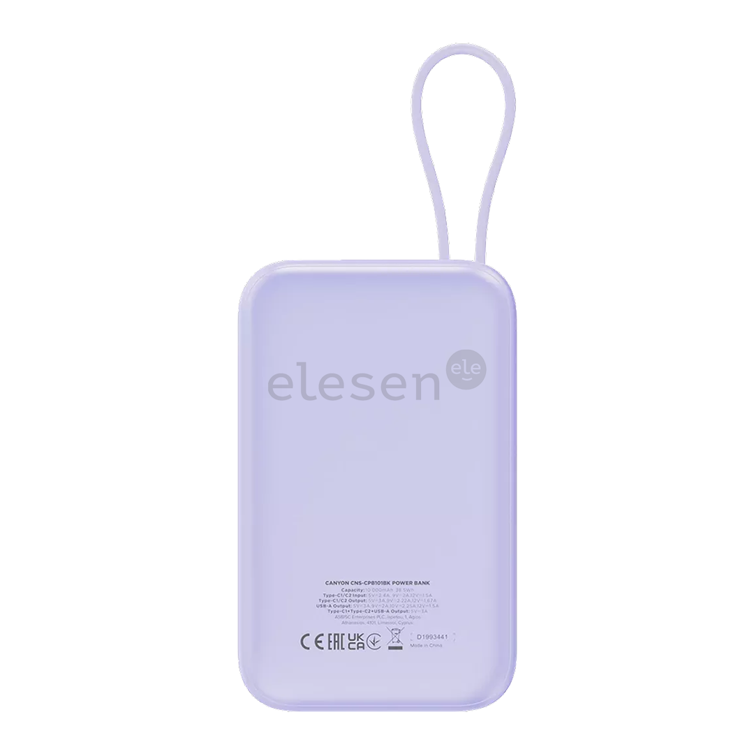 Canyon OnPower 101, 10 000 mAh, violetinė - Išorinė baterija