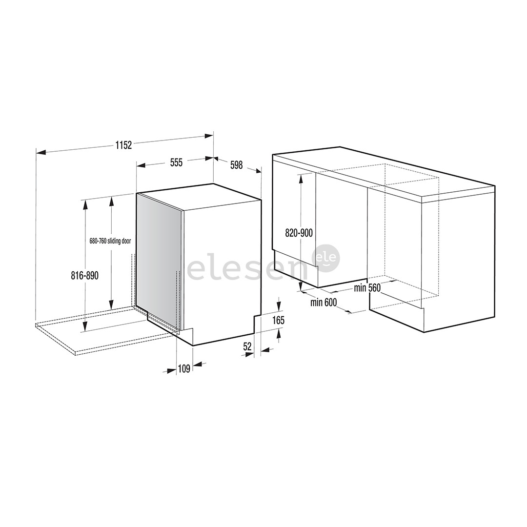 Hisense, 16 комплектов посуды - Интегрируемая посудомоечная машина
