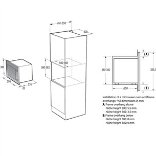 Hisense, 25 L, 1450 W, juoda - Įmontuojama mikrobangų krosnelė su griliu
