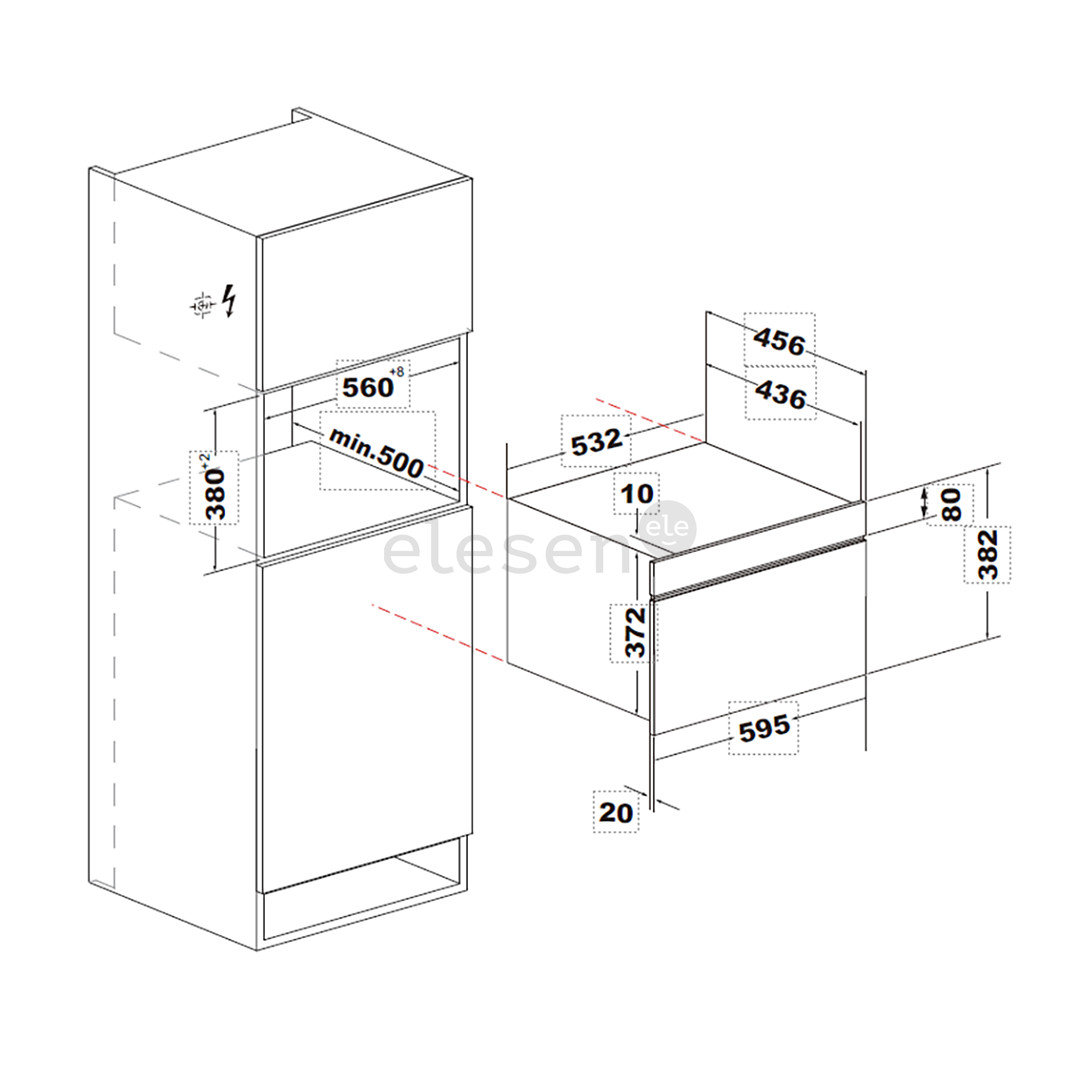 Hisense, 34 L, 1450 W, juoda - Įmontuojama mikrobangų krosnelė su griliu