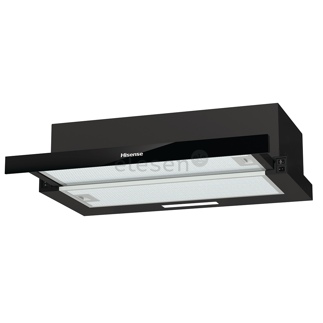 Hisense, 450 m³/h, width 60 cm, black - Built-in cooker hood
