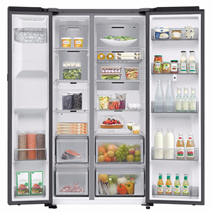 Samsung Bespoke AI Family Hub+, Twin Cooling Plus™, 614 л, высота 179 см, черный - SBS-холодильник