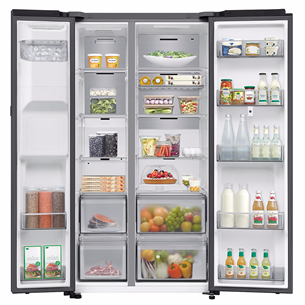 Samsung Bespoke AI Family Hub+, Twin Cooling Plus™, 614 L, aukštis 179 cm, juodas - SBS-šaldytuvas