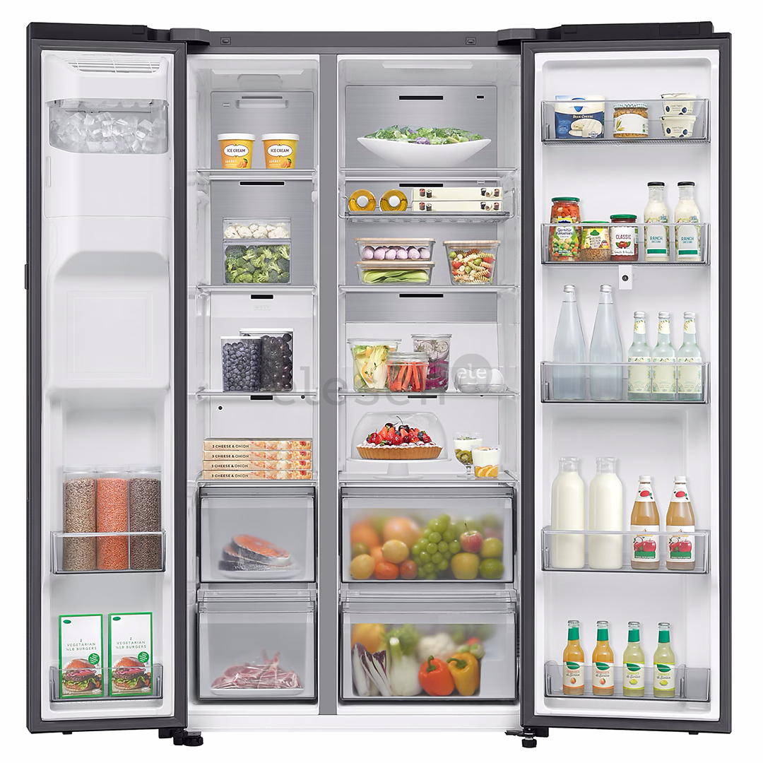 Samsung Bespoke AI Family Hub+, Twin Cooling Plus™, 614 L, aukštis 179 cm, juodas - SBS-šaldytuvas