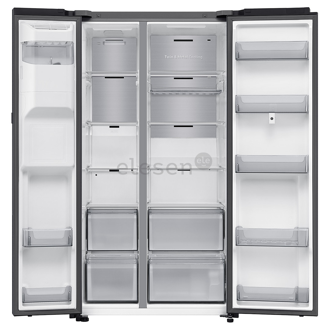 Samsung Bespoke AI Family Hub+, Twin Cooling Plus™, 614 л, высота 179 см, черный - SBS-холодильник