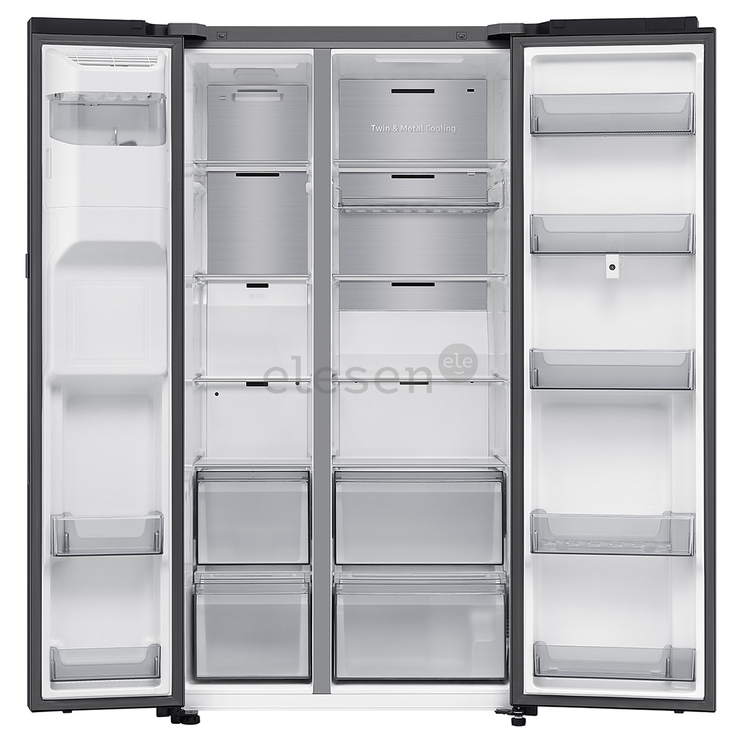 Samsung Bespoke AI Family Hub+, Twin Cooling Plus™, 614 L, aukštis 179 cm, juodas - SBS-šaldytuvas