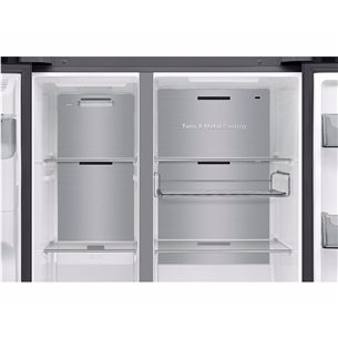 Samsung Bespoke AI Family Hub+, Twin Cooling Plus™, 614 L, aukštis 179 cm, juodas - SBS-šaldytuvas
