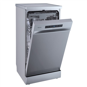 Hisense, 11 place settings, width 44,8 cm, grey - Free standing dishwasher